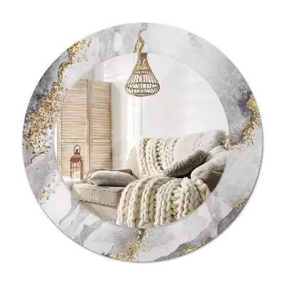 Rund spegel med tryckt ram Marmor mönster