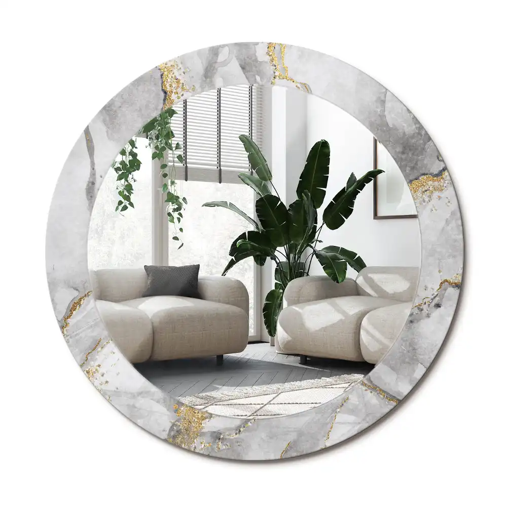 Rund spegel med tryckt ram Marmor mönster