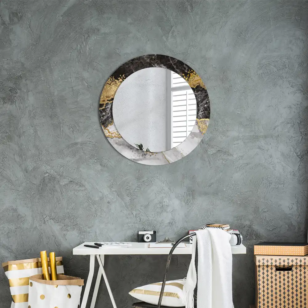 Rund spegel med tryckt Marmor loft