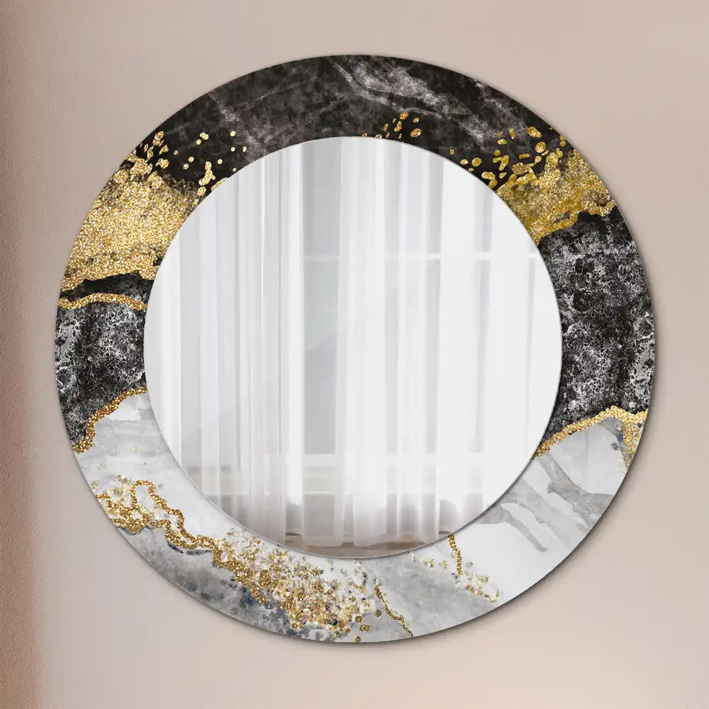 Rund spegel med tryckt Marmor loft
