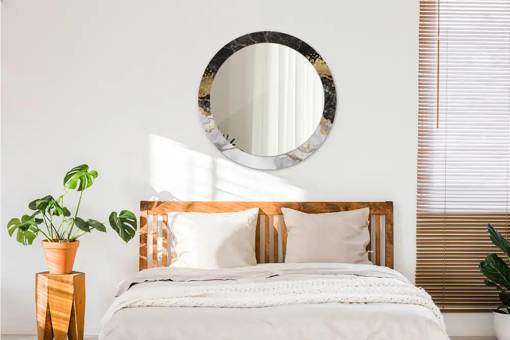 Rund spegel med tryckt Marmor loft