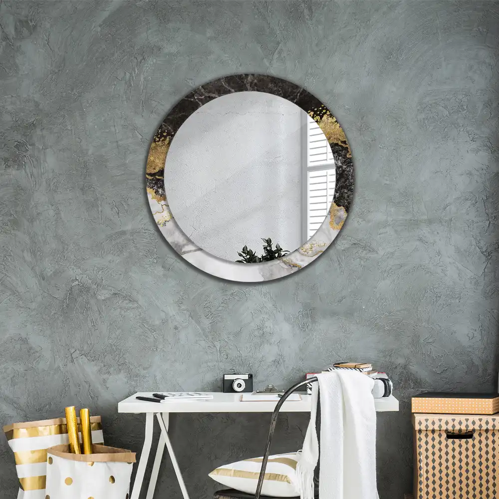 Rund spegel med tryckt Marmor loft