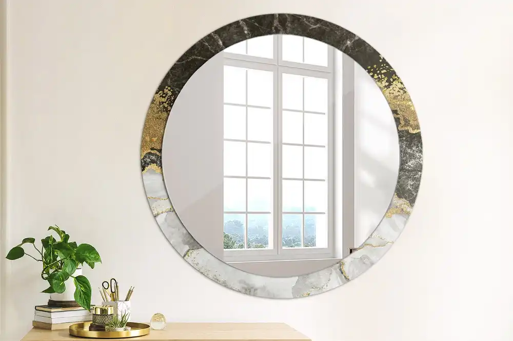 Rund spegel med tryckt Marmor loft