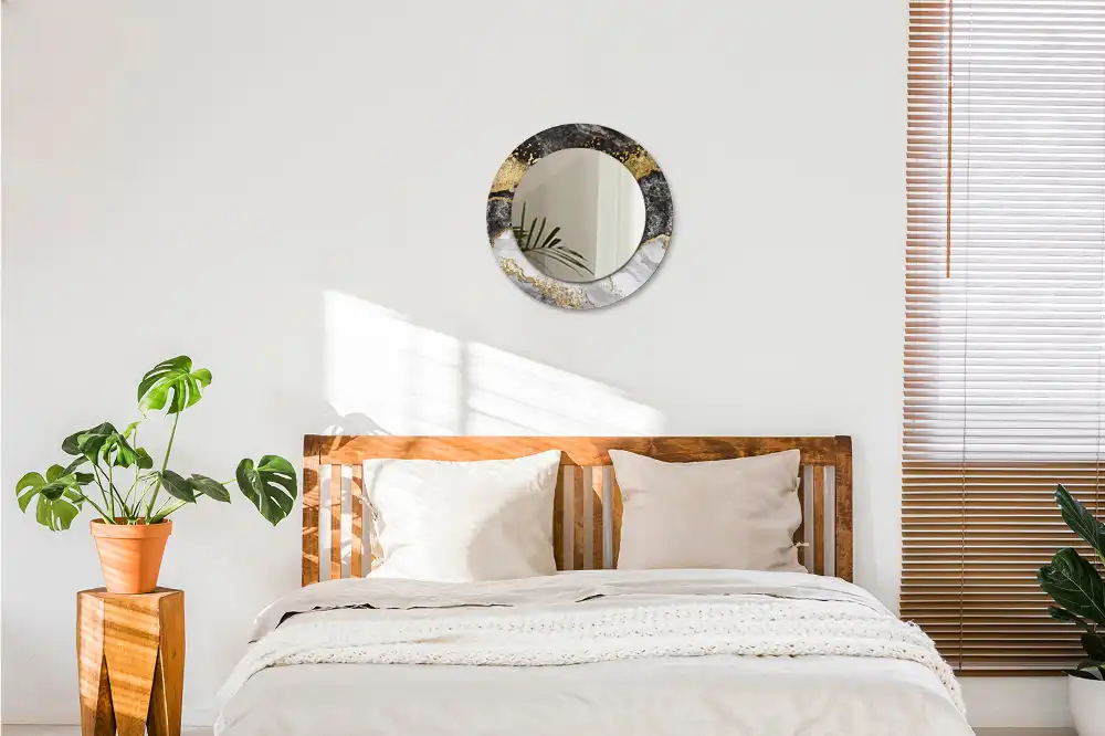Rund spegel med tryckt Marmor loft