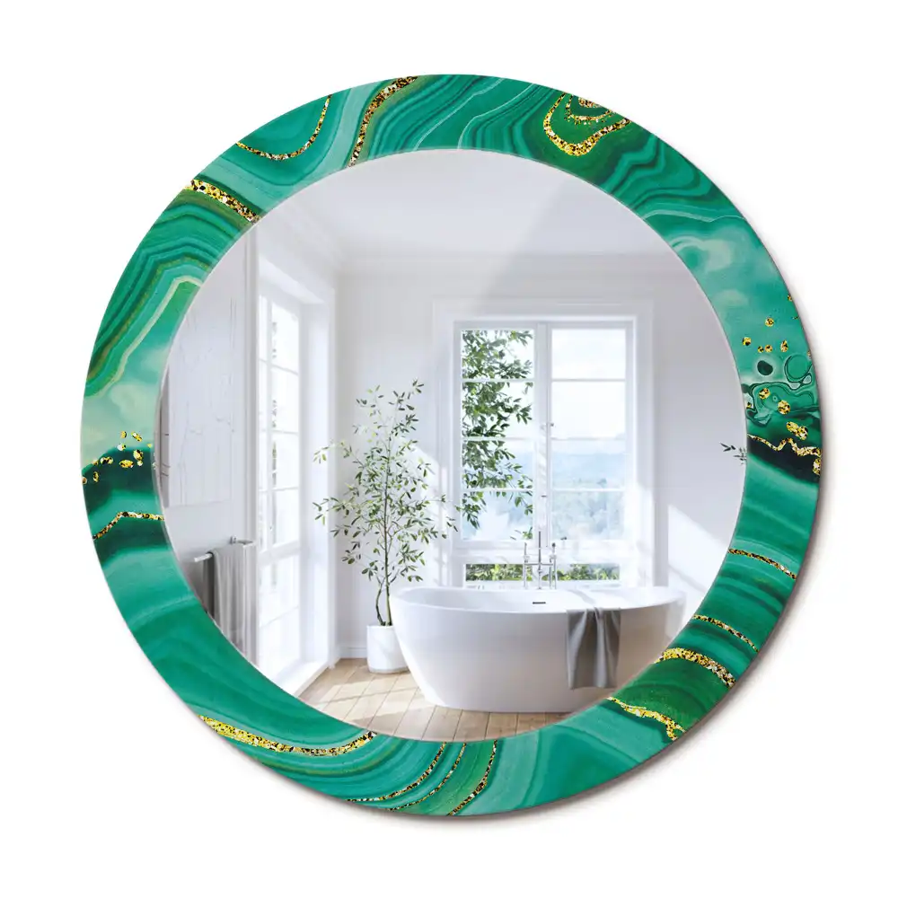 Rund spegel med tryckt ram Agat marmor