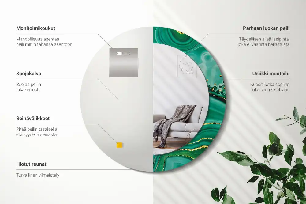 Rund spegel med tryckt ram Agat marmor