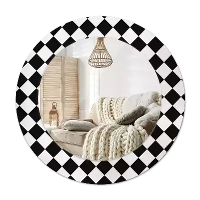 Rond spegel med tryckt ram Schackbord