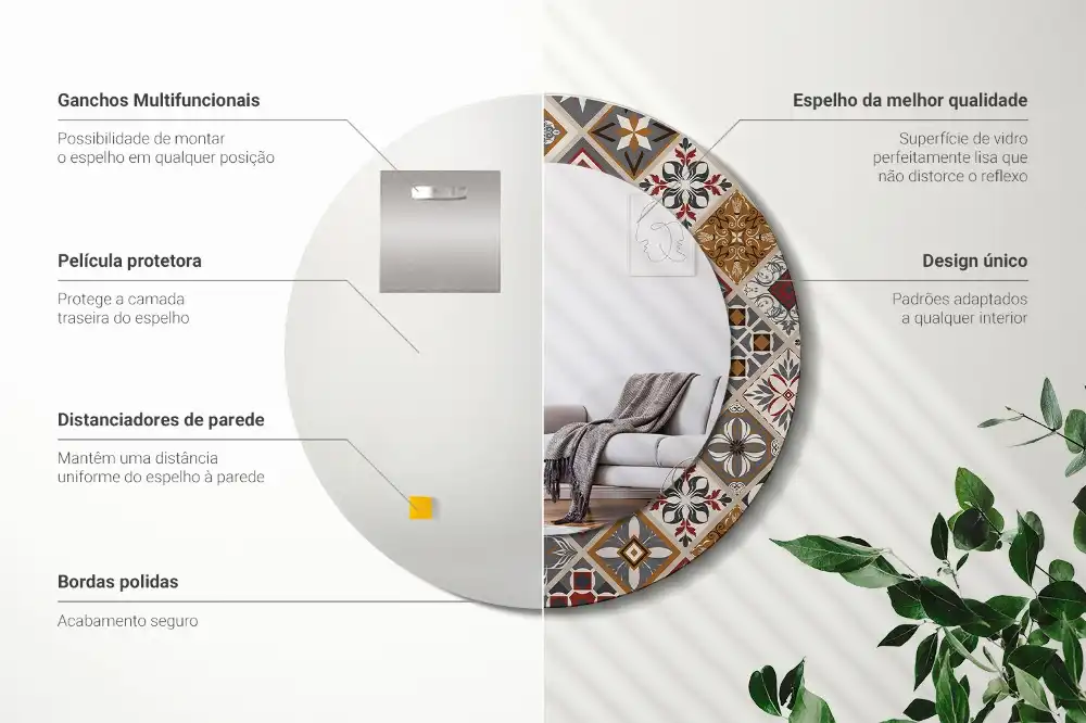 Rund spegel med tryckt Turkiskt mönster