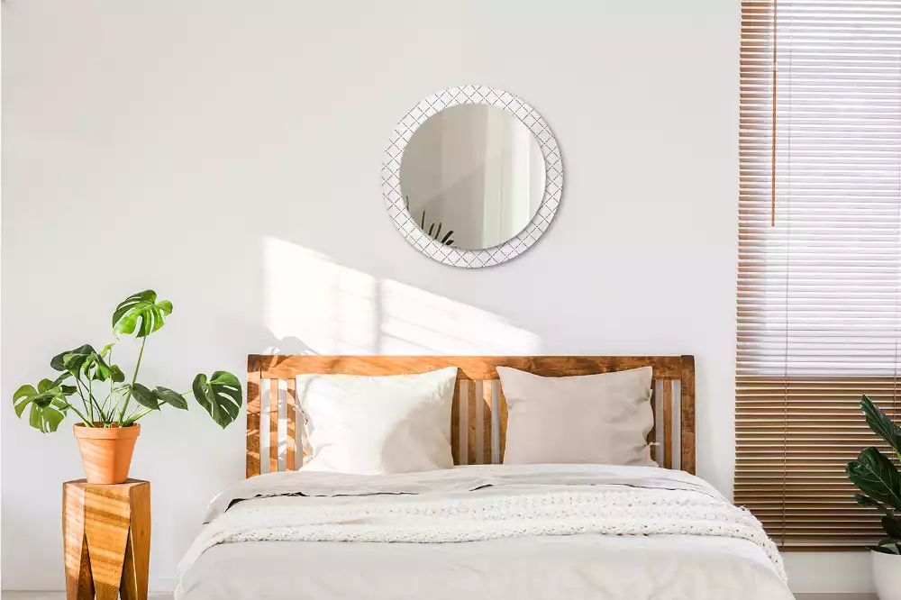 Rund spegel med tryckt ram Tvärgående linjer