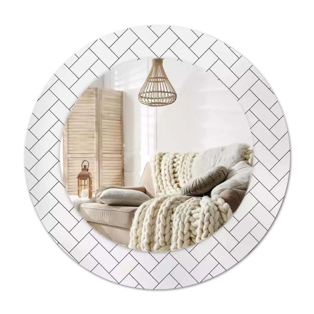 Rund spegel med tryckt Fiskben