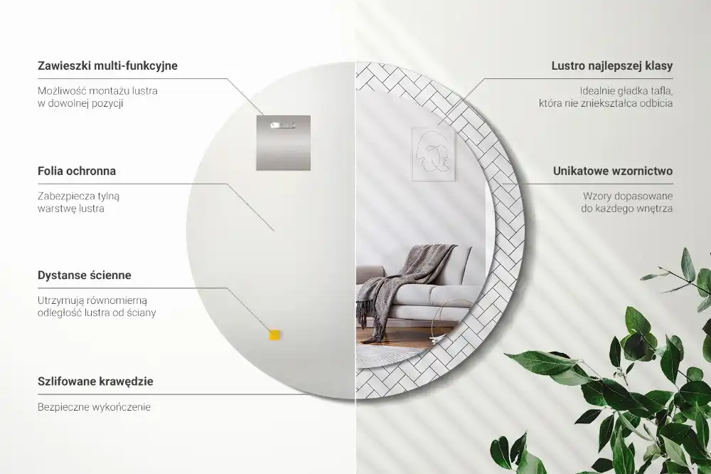 Rund spegel med tryckt Fiskben