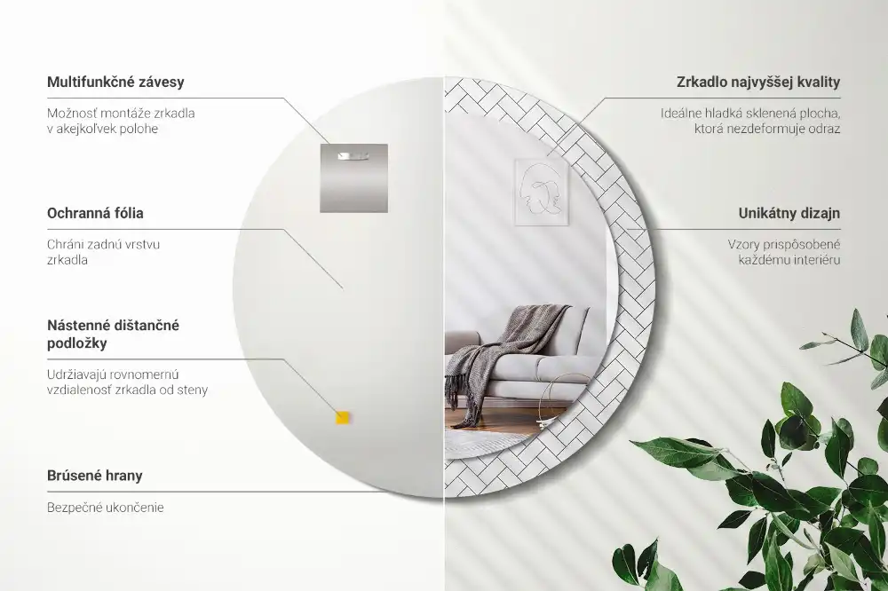 Rund spegel med tryckt Fiskben