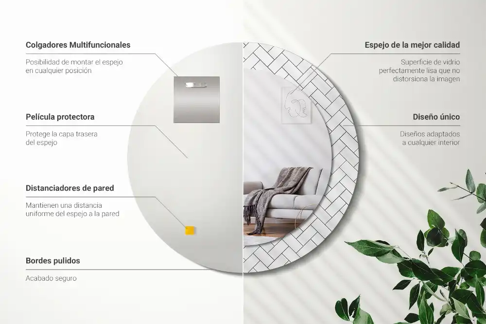 Rund spegel med tryckt Fiskben