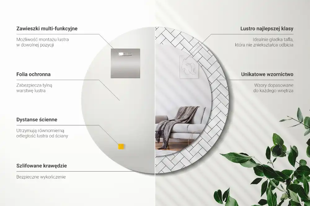 Rund spegel med tryckt Fiskben