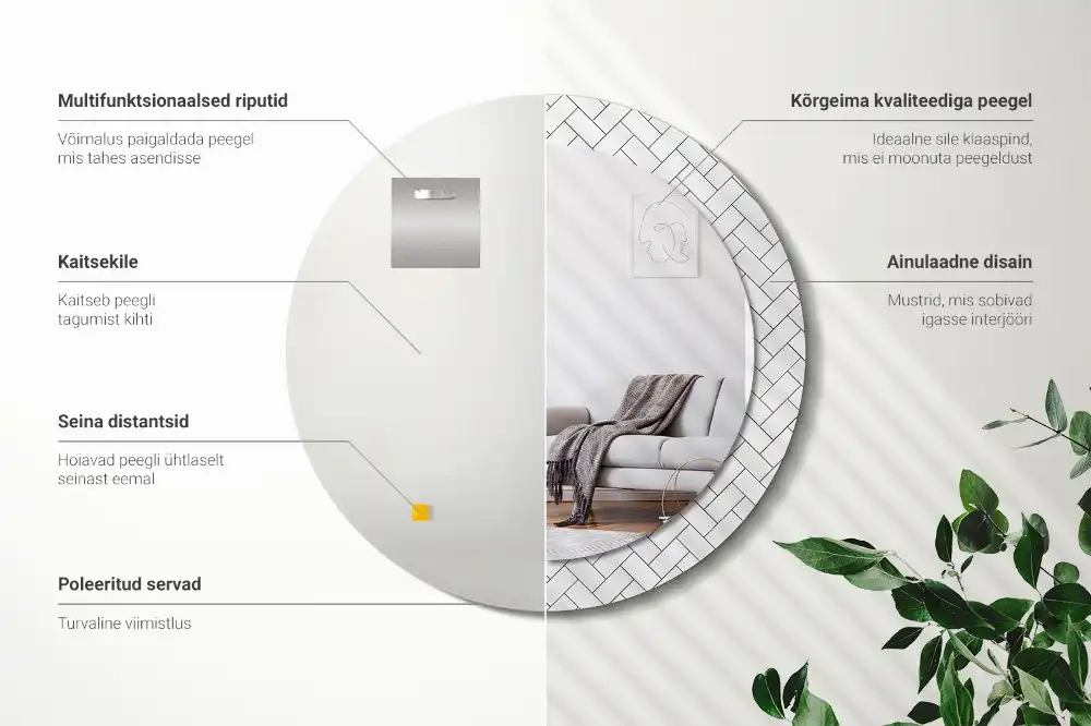 Rund spegel med tryckt Fiskben