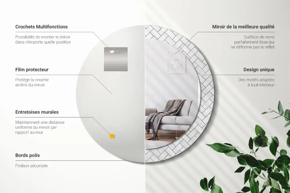 Rund spegel med tryckt Fiskben