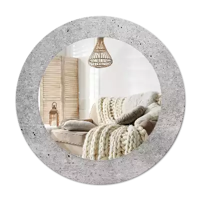 Rund spegel med tryckt Grå betong