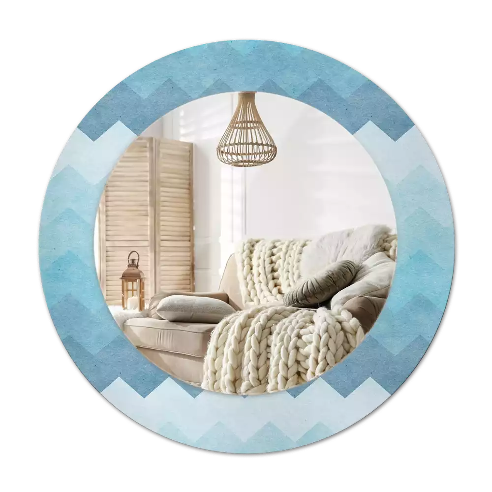 Rund spegel med tryckt Blå chevron