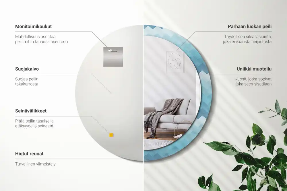 Rund spegel med tryckt Blå chevron