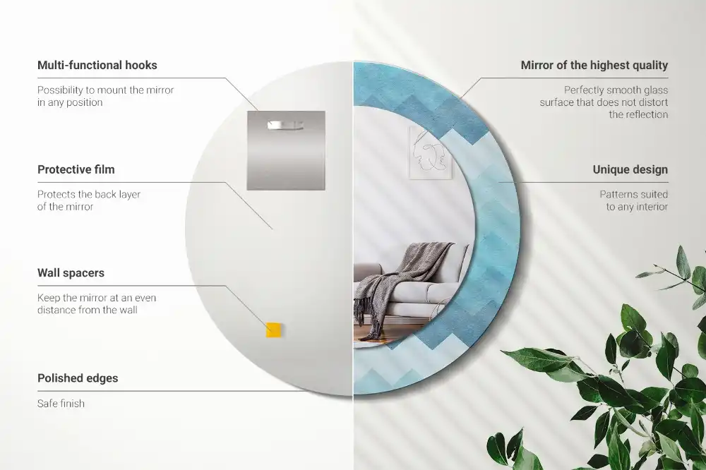 Rund spegel med tryckt Blå chevron