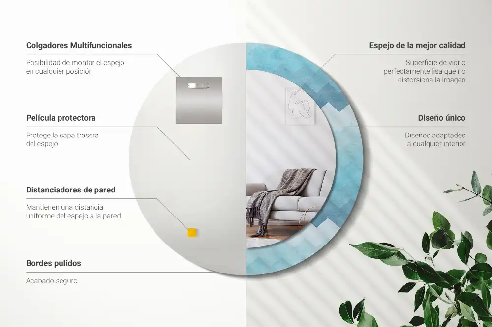 Rund spegel med tryckt Blå chevron