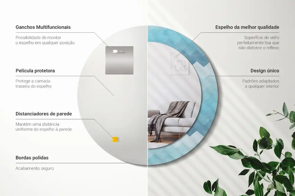 Rund spegel med tryckt Blå chevron