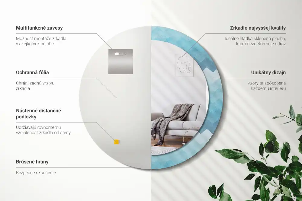 Rund spegel med tryckt Blå chevron