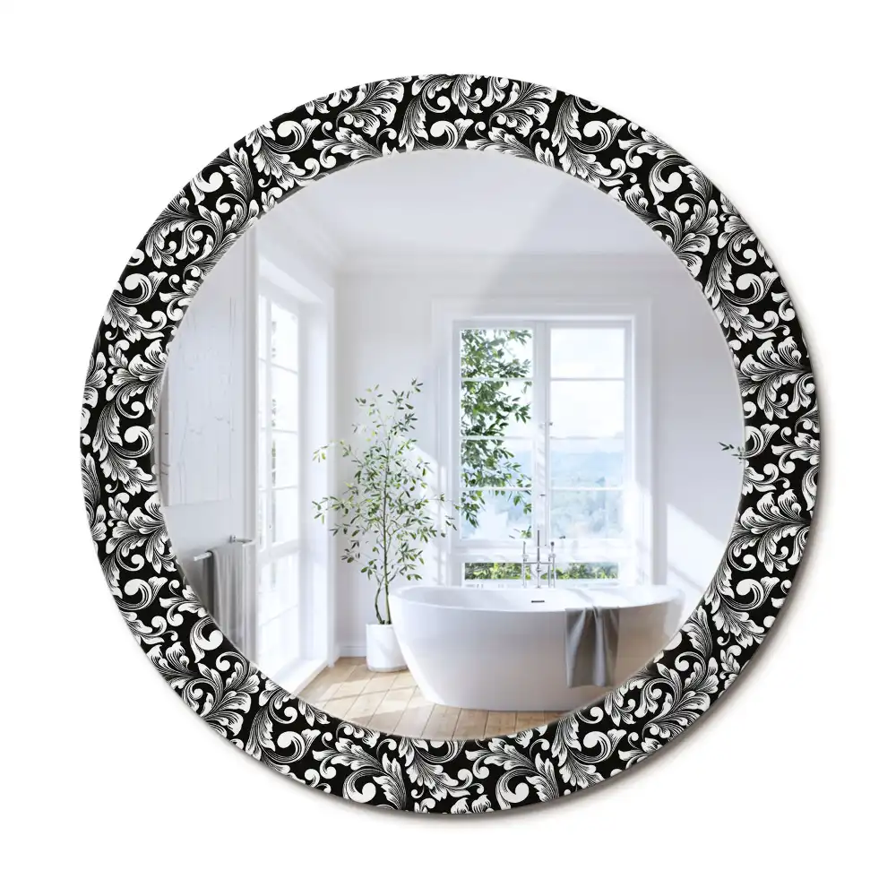 Rund spegel med tryckt ram Prydnad