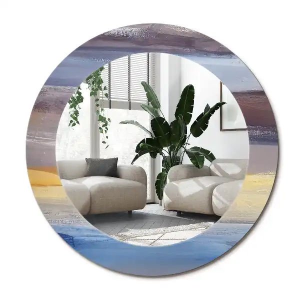 Rund spegel med tryckt Abstrakt målning