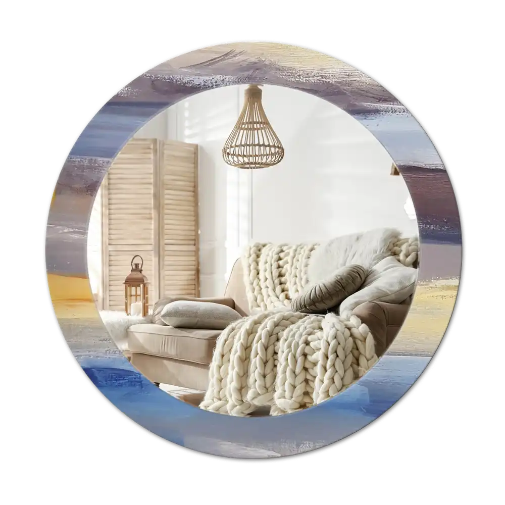 Rund spegel med tryckt Abstrakt målning