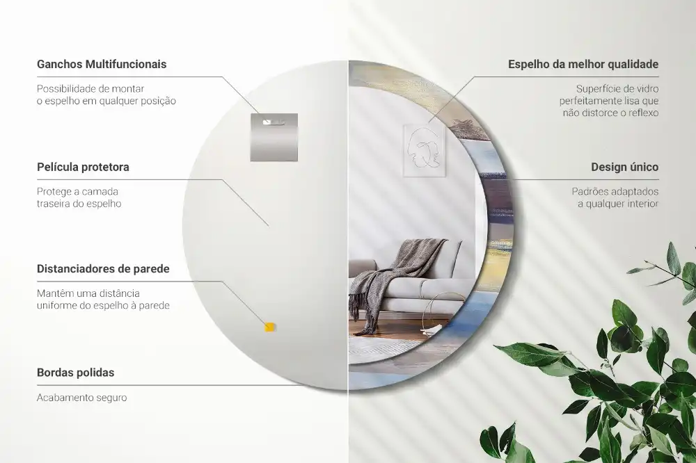 Rund spegel med tryckt Abstrakt målning