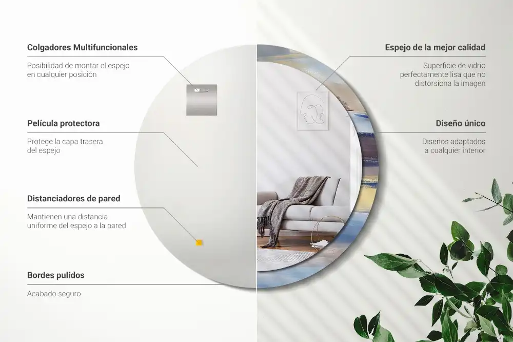 Rund spegel med tryckt Abstrakt målning