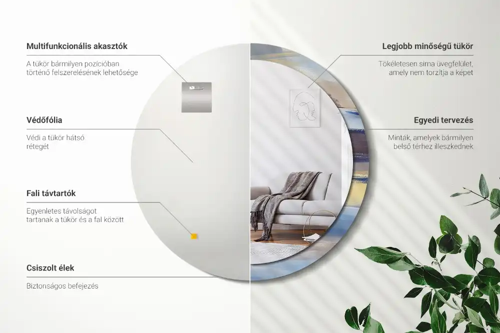 Rund spegel med tryckt Abstrakt målning