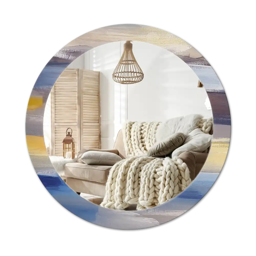 Rund spegel med tryckt Abstrakt målning