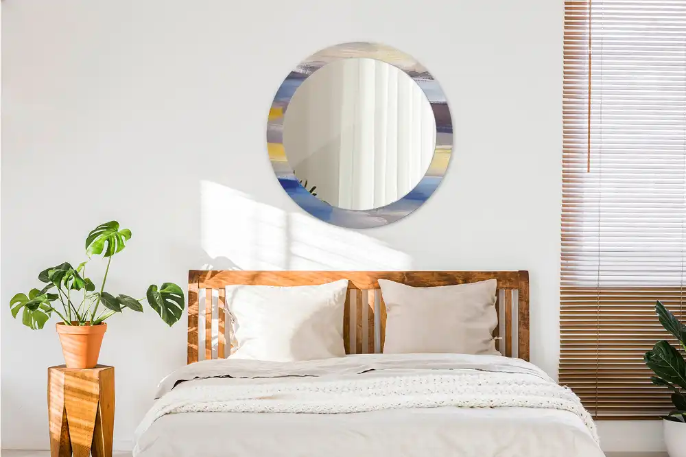 Rund spegel med tryckt Abstrakt målning