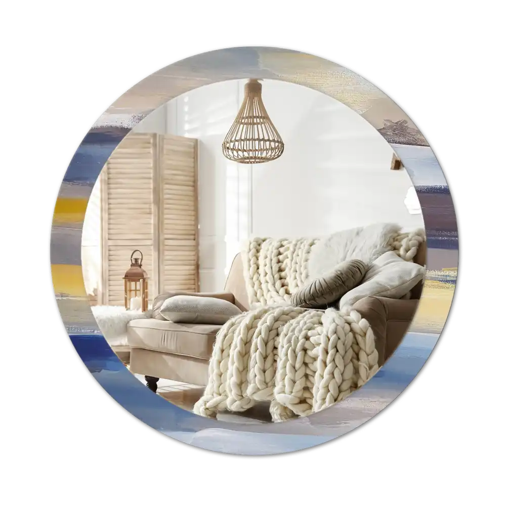 Rund spegel med tryckt Abstrakt målning