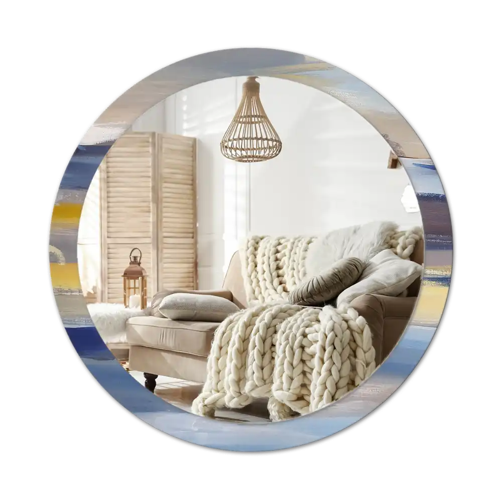 Rund spegel med tryckt Abstrakt målning