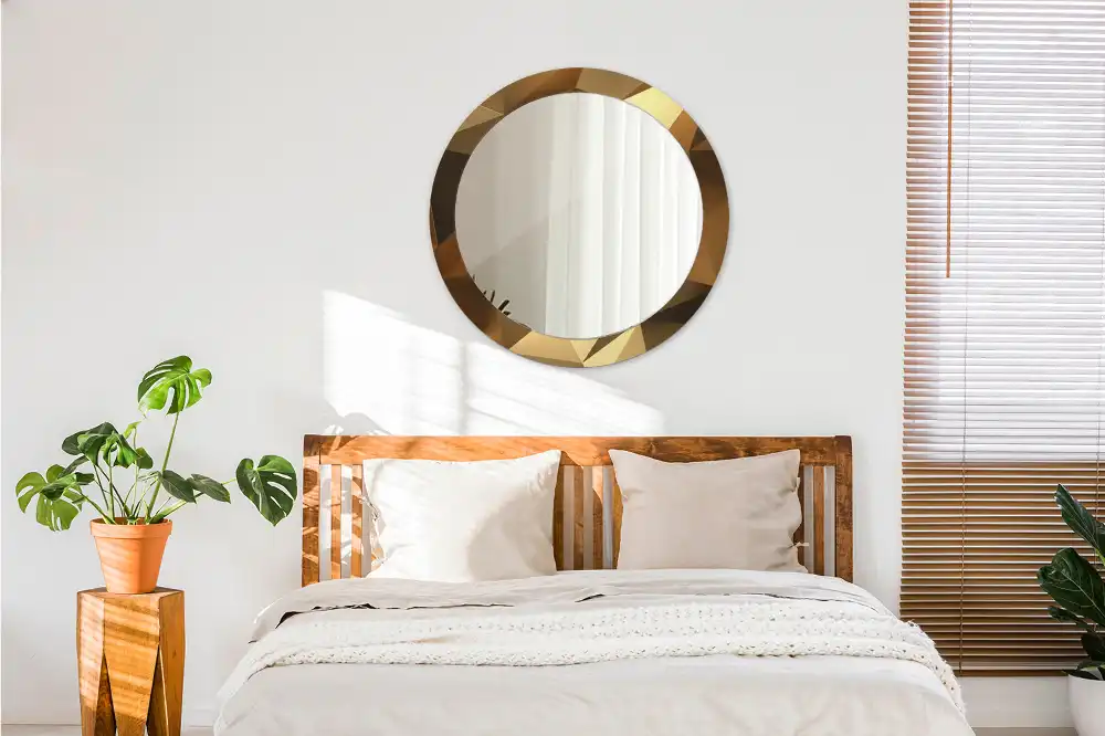 Rund spegel med tryckt Geometriskt mönster