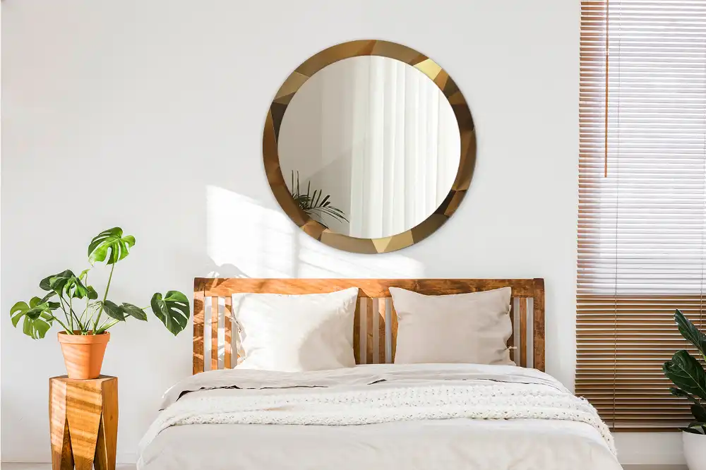 Rund spegel med tryckt Geometriskt mönster