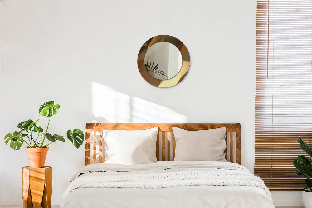 Rund spegel med tryckt Geometriskt mönster