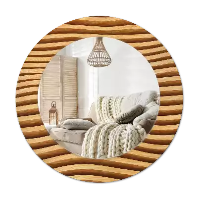 Rund spegel med tryckt Trävåg