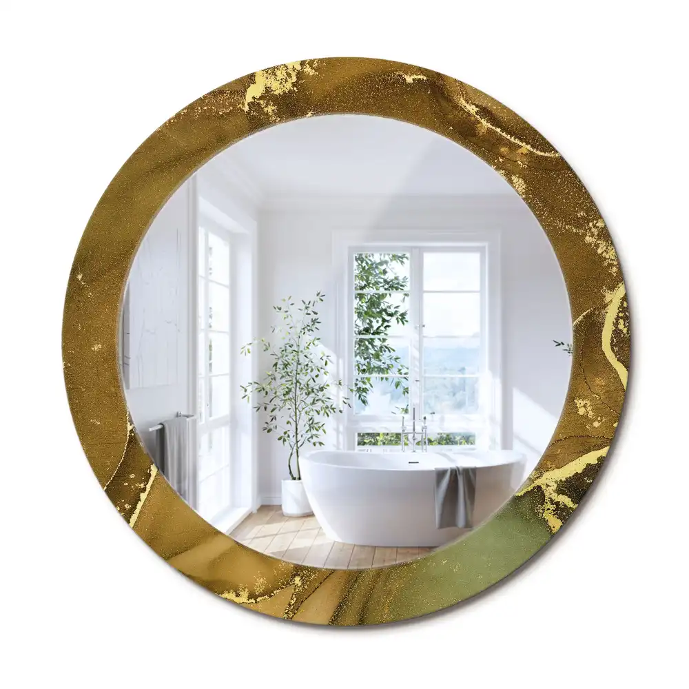 Rund spegel med tryckt ram Metalliska virvlar
