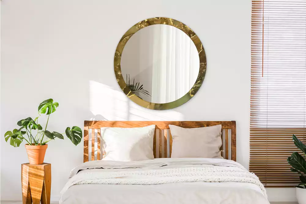 Rund spegel med tryckt ram Metalliska virvlar