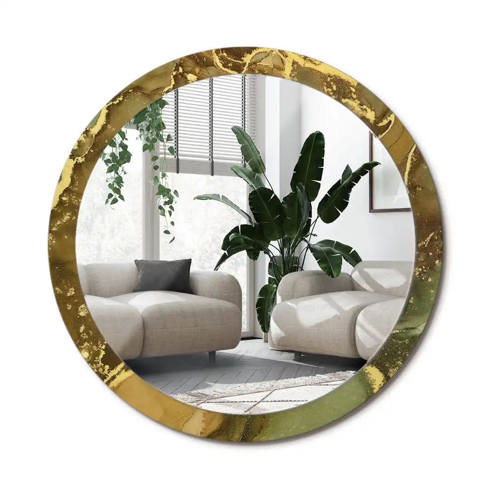 Rund spegel med tryckt ram Metalliska virvlar