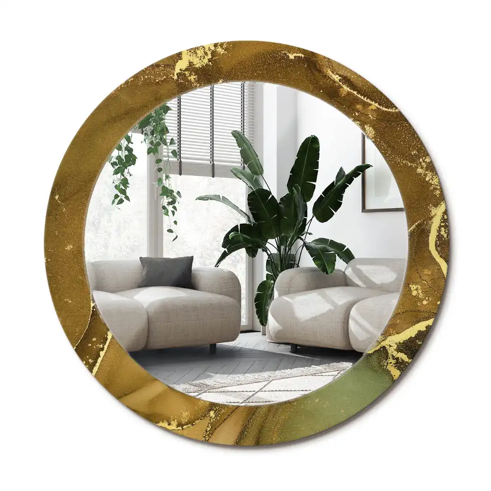 Rund spegel med tryckt ram Metalliska virvlar