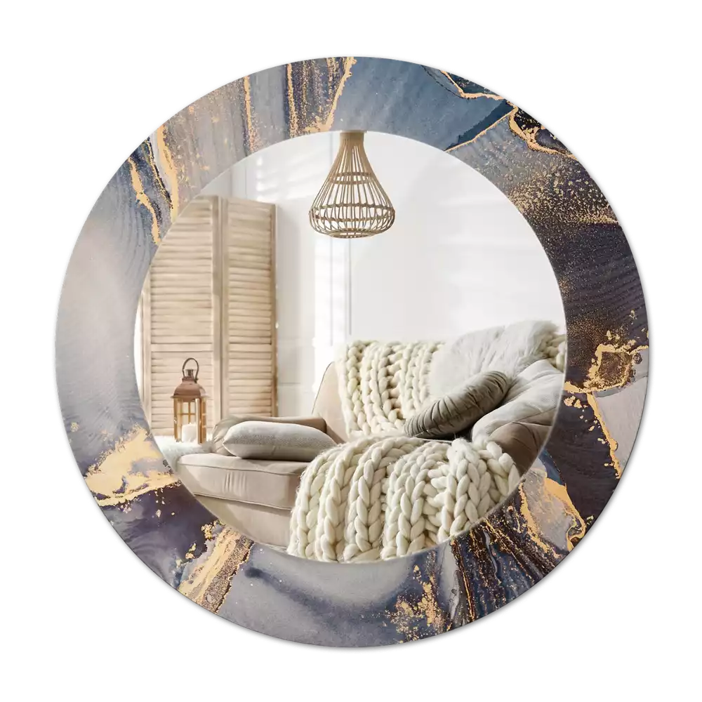 Rund spegel med tryckt Abstrakta färger