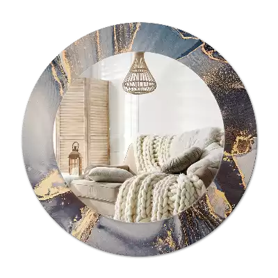 Rund spegel med tryckt Abstrakta färger