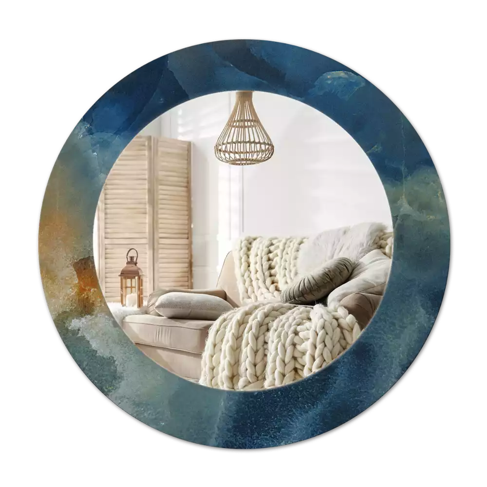 Rund spegel med tryckt Onyx marmor