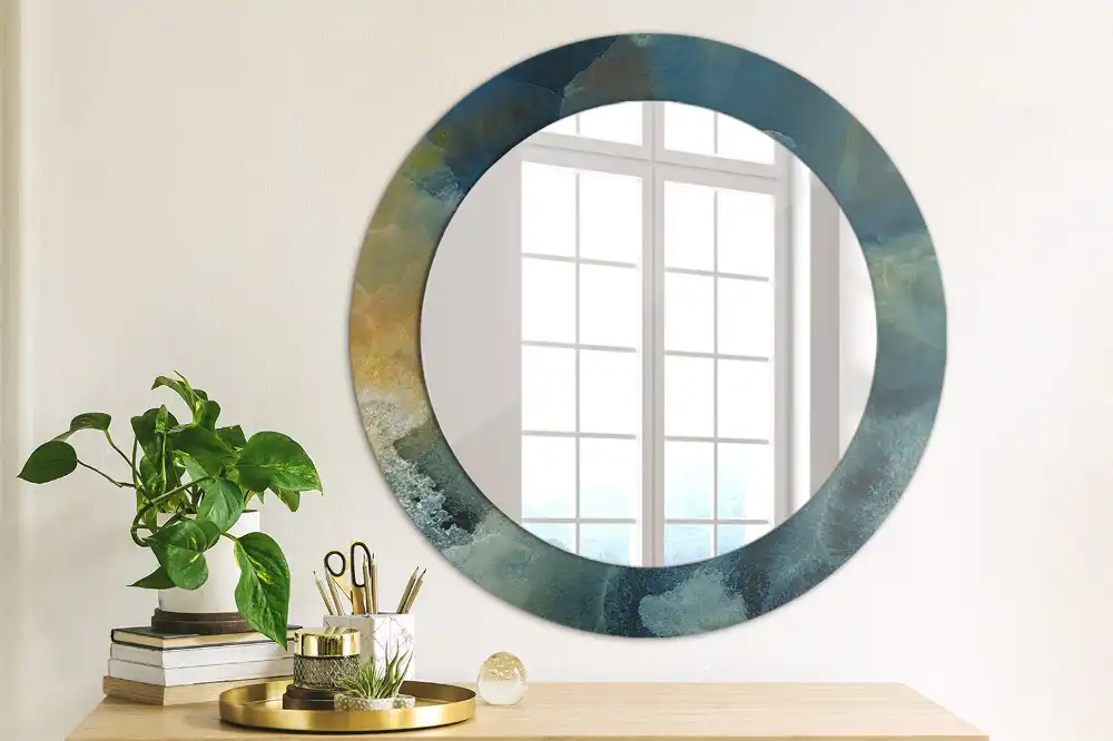 Rund spegel med tryckt Onyx marmor