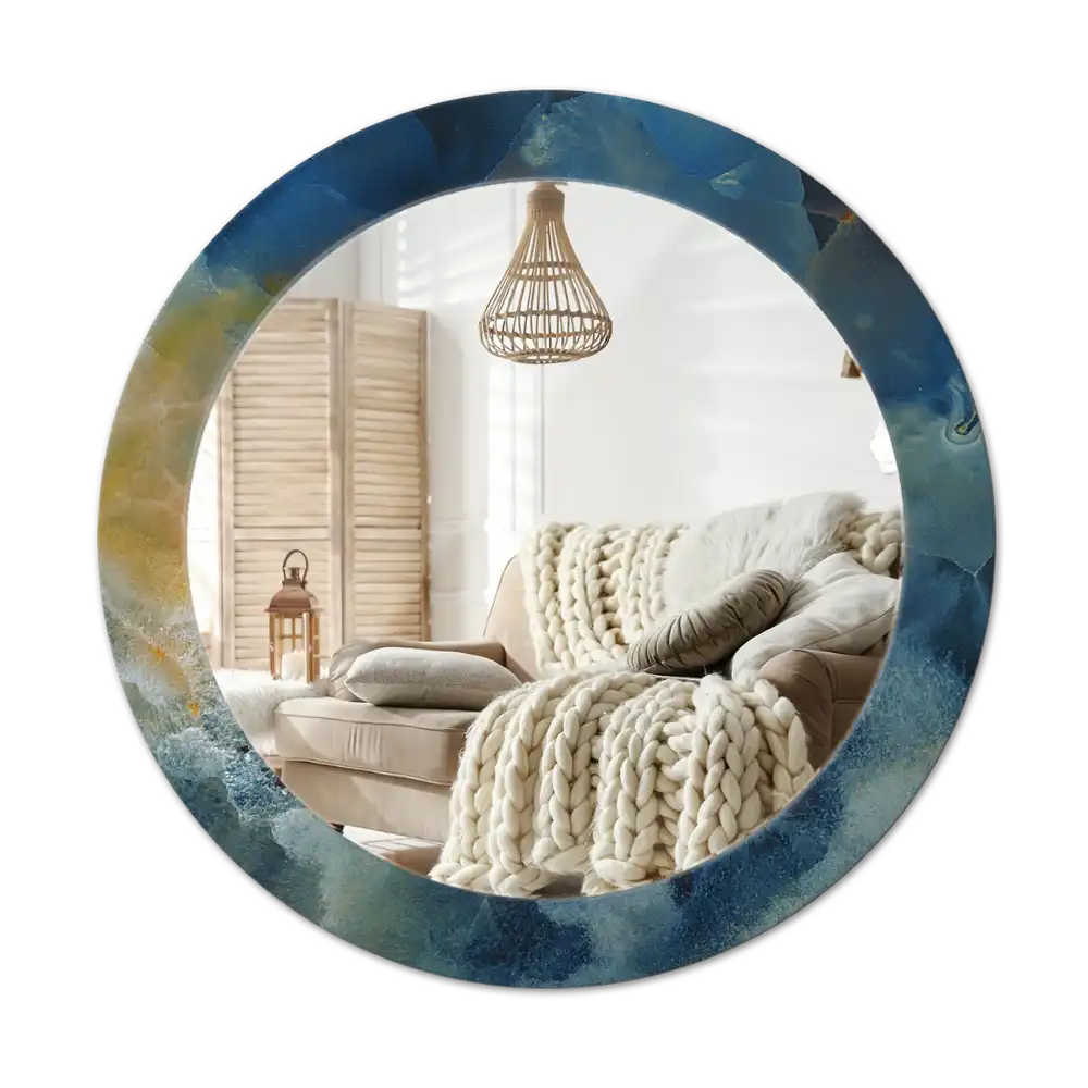 Rund spegel med tryckt Onyx marmor